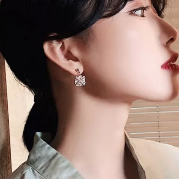 🎁Square Crystal Dangle Earrings - Picture 7 of 9